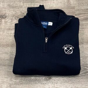 EAST HAMPTON NY EMBROIDERED NAVY BLUE QUARTER ZIP PULLOVER SWEATSHIRT M
